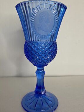 Vintage 1970's Avon George Washington Goblet in Cobalt Blue Glass